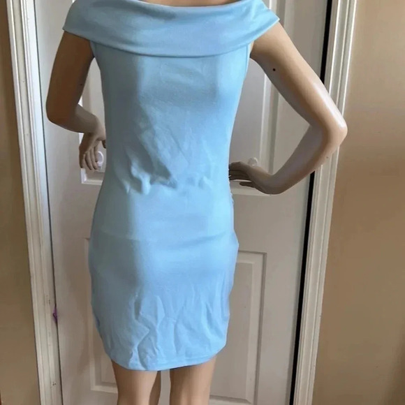 Faux wrap dress,Nwt,off shoulder,cowl,bow, fitted dress, feminine,romantic - Picture 10 of 13